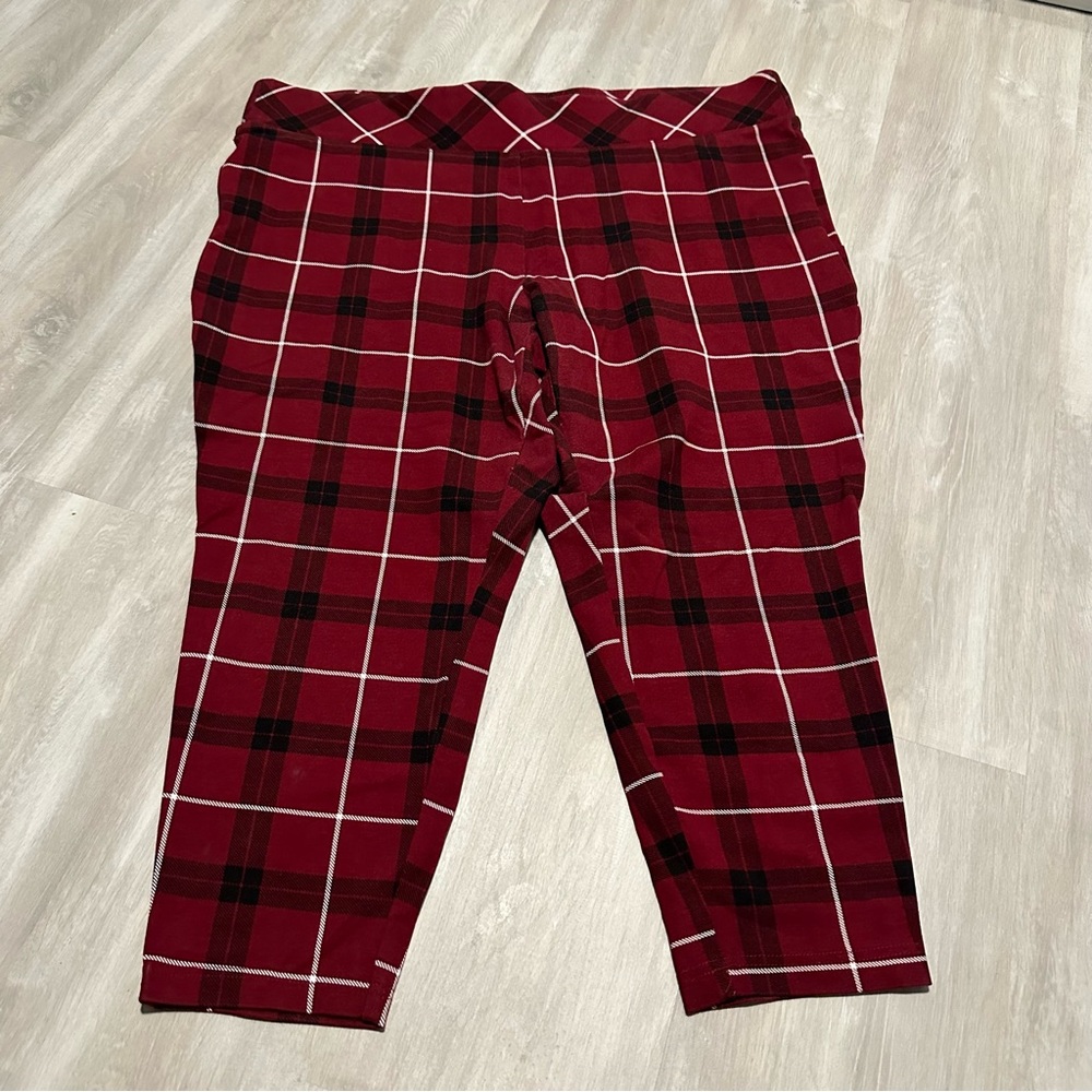Torrid Red Premium Ponte Pixie Plaid Pull On Pant… - image 4